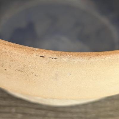 LOT 16K: Antique "The New German" Pottery American Farmhouse Primitive Style Salt Glaze Stoneware Mixing Bowl w/ Handle &...