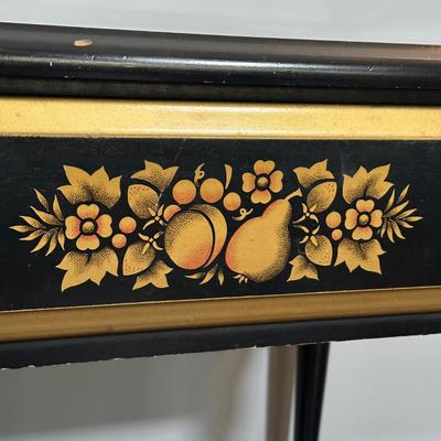 LOT 21Z: Pre 1950s Hand Painted Writing Desk & Colonial Hand Painted Ladderback Chair w/ Rush Seat