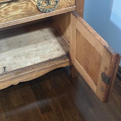 LOT 22Z: Antique Tiger Oak 2 Drawer 2 Door Side Table