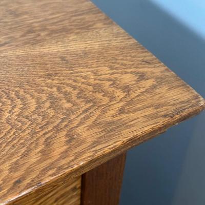 LOT 22Z: Antique Tiger Oak 2 Drawer 2 Door Side Table