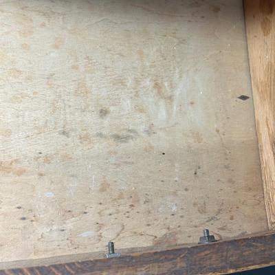 LOT 22Z: Antique Tiger Oak 2 Drawer 2 Door Side Table