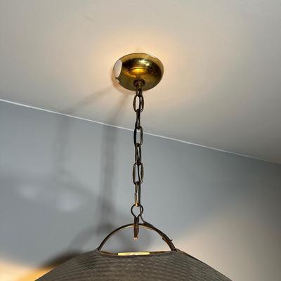 LOT 25Z: Antique Late 19th Century Brass Oil Saloon Lamp converted to Electric made in USA