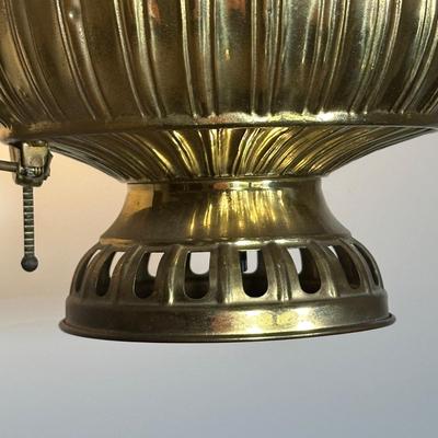 LOT 25Z: Antique Late 19th Century Brass Oil Saloon Lamp converted to Electric made in USA