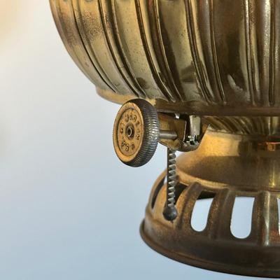 LOT 25Z: Antique Late 19th Century Brass Oil Saloon Lamp converted to Electric made in USA