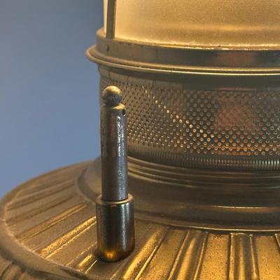 LOT 25Z: Antique Late 19th Century Brass Oil Saloon Lamp converted to Electric made in USA