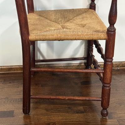 LOT 27X: Antique 19th Century Hand Carved Cane Seat Walnut Chair & Two Beautiful Vintage Ladder Back Chairs