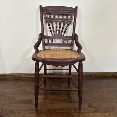 LOT 27X: Antique 19th Century Hand Carved Cane Seat Walnut Chair & Two Beautiful Vintage Ladder Back Chairs