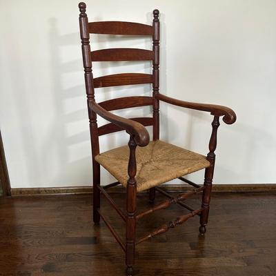 LOT 27X: Antique 19th Century Hand Carved Cane Seat Walnut Chair & Two Beautiful Vintage Ladder Back Chairs