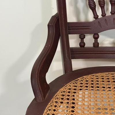 LOT 27X: Antique 19th Century Hand Carved Cane Seat Walnut Chair & Two Beautiful Vintage Ladder Back Chairs