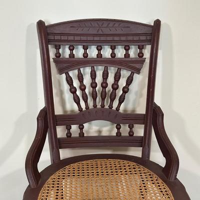 LOT 27X: Antique 19th Century Hand Carved Cane Seat Walnut Chair & Two Beautiful Vintage Ladder Back Chairs