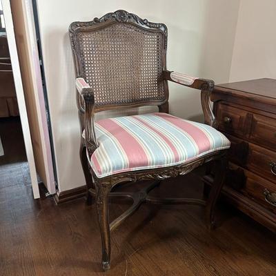 LOT 28X: Antique French Cane Back Arm Chair & Young Hinkle Night Stand
