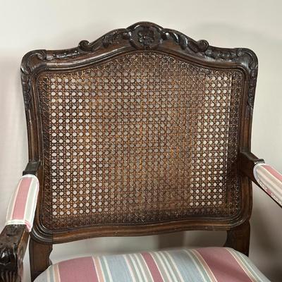 LOT 28X: Antique French Cane Back Arm Chair & Young Hinkle Night Stand