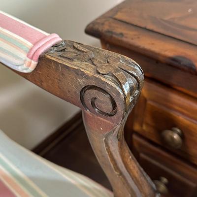 LOT 28X: Antique French Cane Back Arm Chair & Young Hinkle Night Stand
