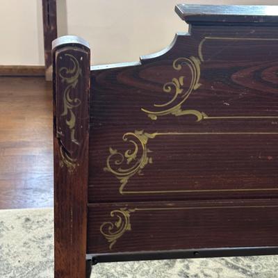 LOT 29X: Antique Hand Painted Cottage Victorian Wooden Bed Frame