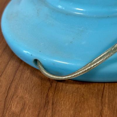 LOT 31M: Antique 19th Century Blue Glass Hand Painted Victorian Oil Lamp