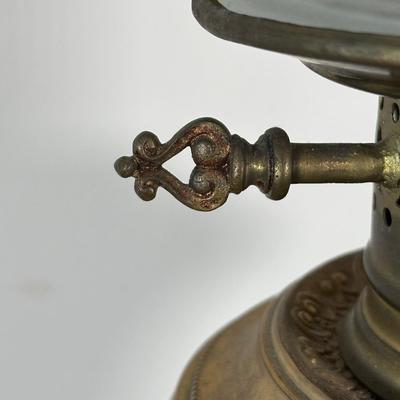 LOT 32M: Antique 19th Century Opaline Glass & Brass Oil Lamp