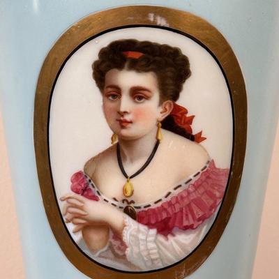 LOT 32M: Antique 19th Century Opaline Glass & Brass Oil Lamp