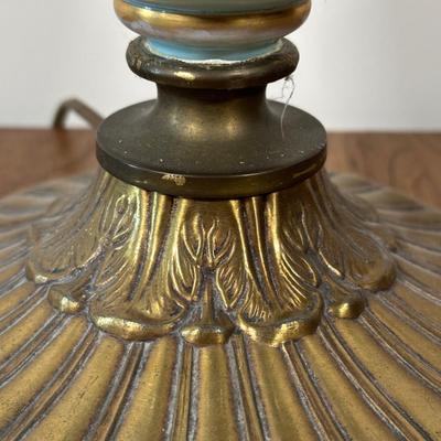 LOT 32M: Antique 19th Century Opaline Glass & Brass Oil Lamp