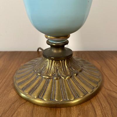 LOT 32M: Antique 19th Century Opaline Glass & Brass Oil Lamp