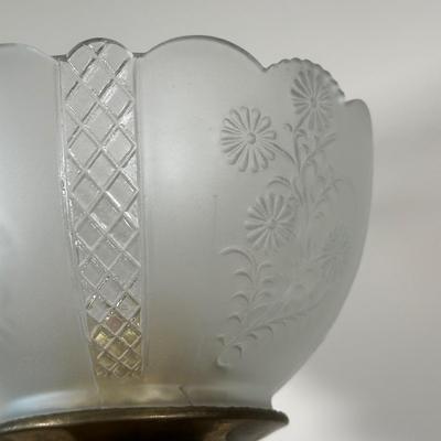LOT 32M: Antique 19th Century Opaline Glass & Brass Oil Lamp
