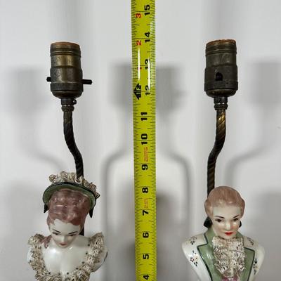 LOT 33M: Two Vintage Victorian Porcelain Bust Table Lamps