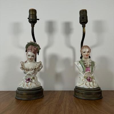 LOT 33M: Two Vintage Victorian Porcelain Bust Table Lamps