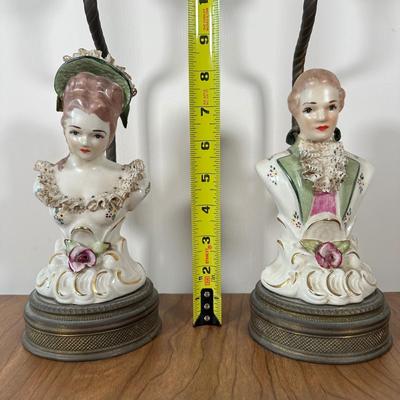 LOT 33M: Two Vintage Victorian Porcelain Bust Table Lamps