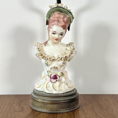 LOT 33M: Two Vintage Victorian Porcelain Bust Table Lamps