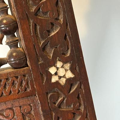 LOT 35M: Antique Moorish Carved Hardwood & Mother Of Pearl inlaid Easel Circa 1920’s