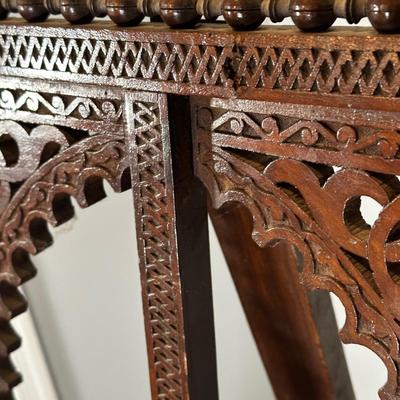 LOT 35M: Antique Moorish Carved Hardwood & Mother Of Pearl inlaid Easel Circa 1920’s