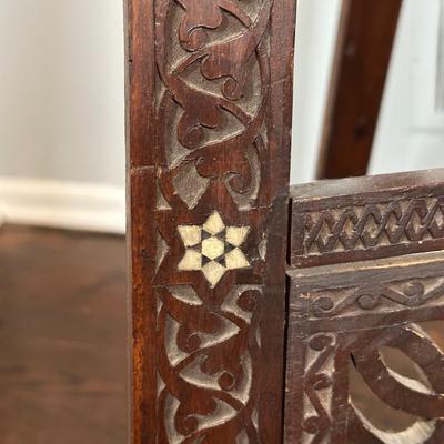 LOT 35M: Antique Moorish Carved Hardwood & Mother Of Pearl inlaid Easel Circa 1920’s