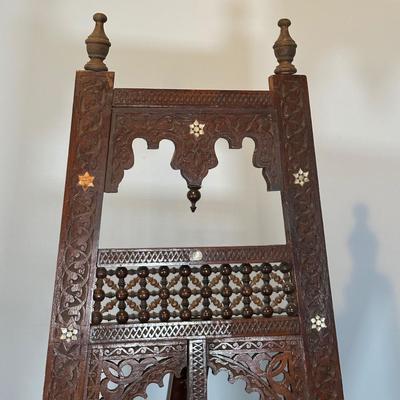 LOT 35M: Antique Moorish Carved Hardwood & Mother Of Pearl inlaid Easel Circa 1920’s