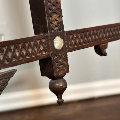 LOT 35M: Antique Moorish Carved Hardwood & Mother Of Pearl inlaid Easel Circa 1920’s