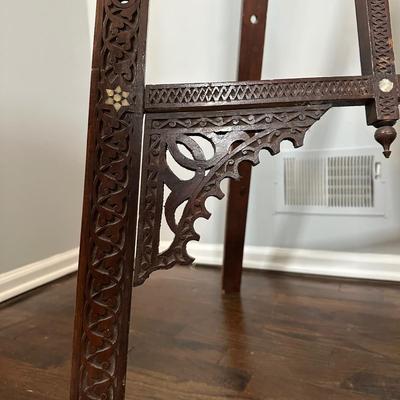 LOT 35M: Antique Moorish Carved Hardwood & Mother Of Pearl inlaid Easel Circa 1920’s