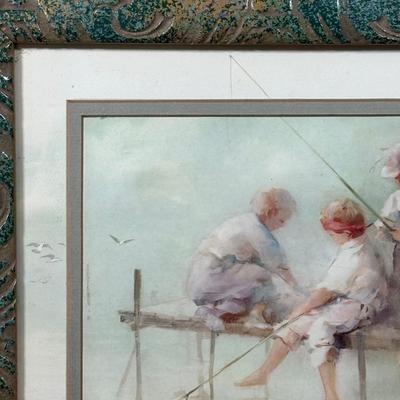 LOT 37X: "Fishing Fun" Framed Print by Willem Haenraets