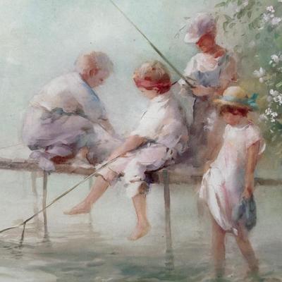 LOT 37X: "Fishing Fun" Framed Print by Willem Haenraets