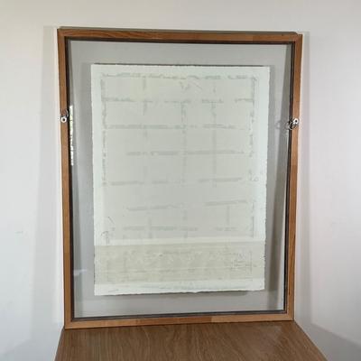 LOT 39X: “Los Papagayos” by C. December Signed & Numbered Block Print / Mixed Media Artwork framed between 2 Panes of Glass