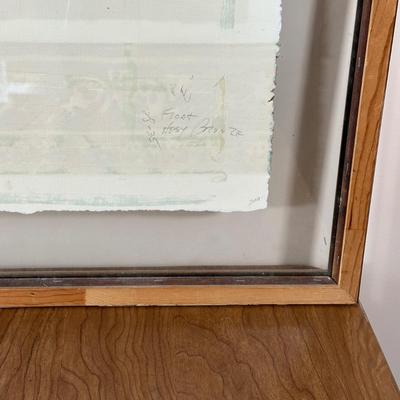 LOT 39X: “Los Papagayos” by C. December Signed & Numbered Block Print / Mixed Media Artwork framed between 2 Panes of Glass