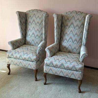 LOT 61L: Beautiful Pair Of Antique Wingback Chairs