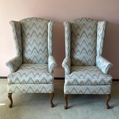 LOT 61L: Beautiful Pair Of Antique Wingback Chairs