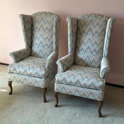 LOT 61L: Beautiful Pair Of Antique Wingback Chairs