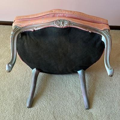 LOT 62L: Pair of Antique French Louis XVI Style Carved Silk Chairs