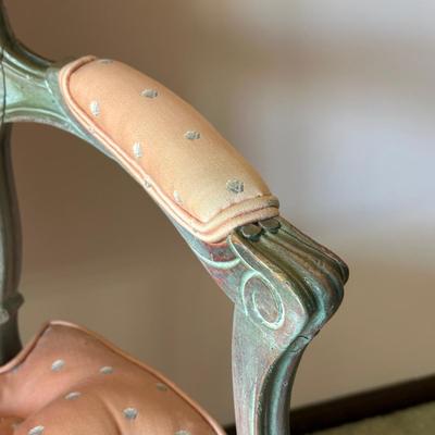 LOT 62L: Pair of Antique French Louis XVI Style Carved Silk Chairs