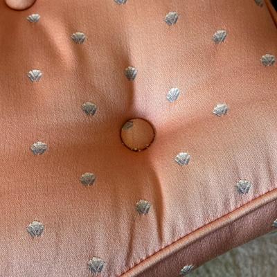 LOT 62L: Pair of Antique French Louis XVI Style Carved Silk Chairs