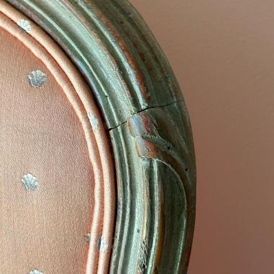 LOT 62L: Pair of Antique French Louis XVI Style Carved Silk Chairs