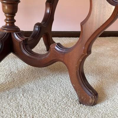 LOT 63L: Antique Victorian Carved Walnut Marble Top Parlor Table