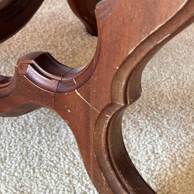 LOT 63L: Antique Victorian Carved Walnut Marble Top Parlor Table