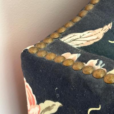 LOT 64L: Custom Upholstery Vintage Down Filled Black Floral Loveseat