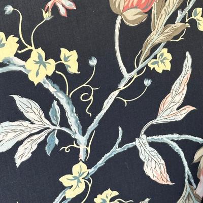 LOT 64L: Custom Upholstery Vintage Down Filled Black Floral Loveseat