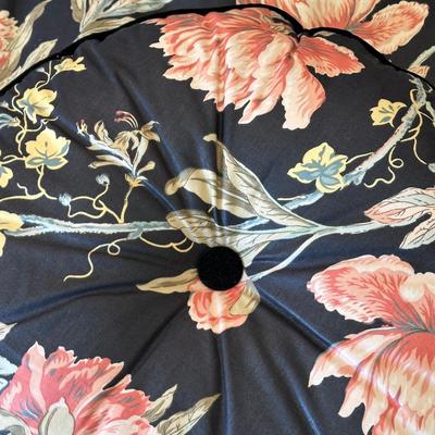 LOT 64L: Custom Upholstery Vintage Down Filled Black Floral Loveseat